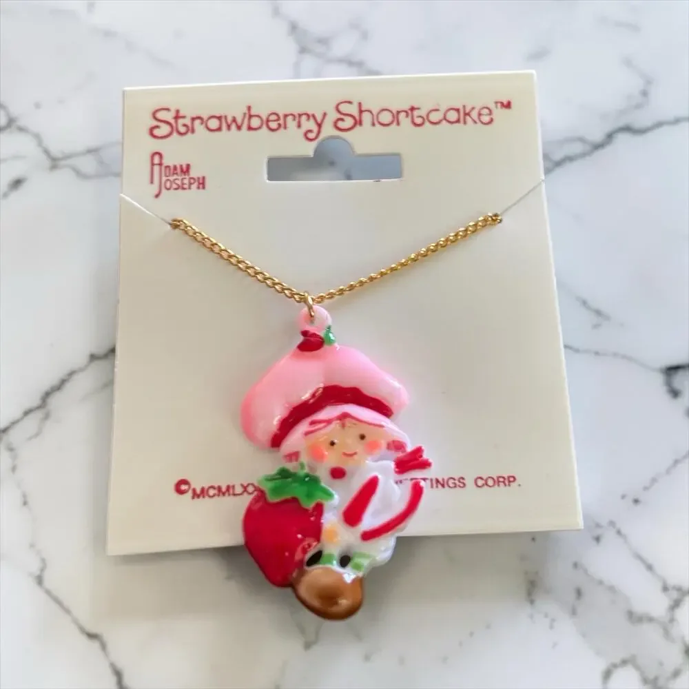 1981 Strawberry Shortcake Necklace NIP Deadstock Adam Joseph Charm USA